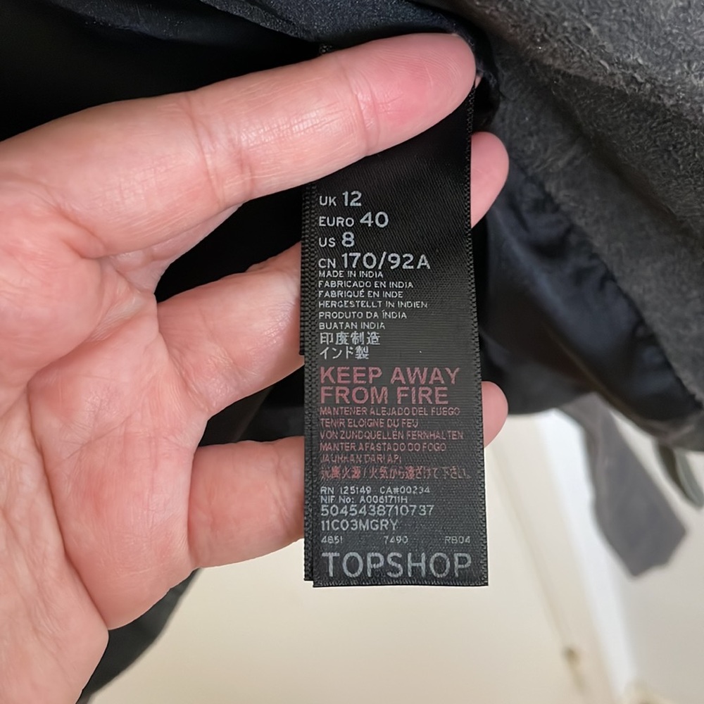 Topshop gray leather Moto Jacket size 8 - Picture 8 of 9